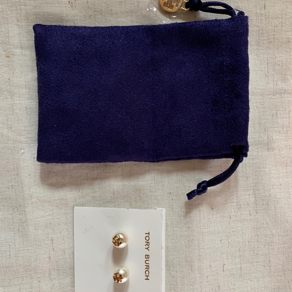 Tory Burch Crystal Pearl Stud Earrings
